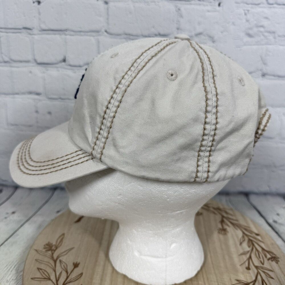 Life is Good Script Spellout Hat Strapback Cap Beige Blue Thick Stitched Outdoor - Picture 2 of 10